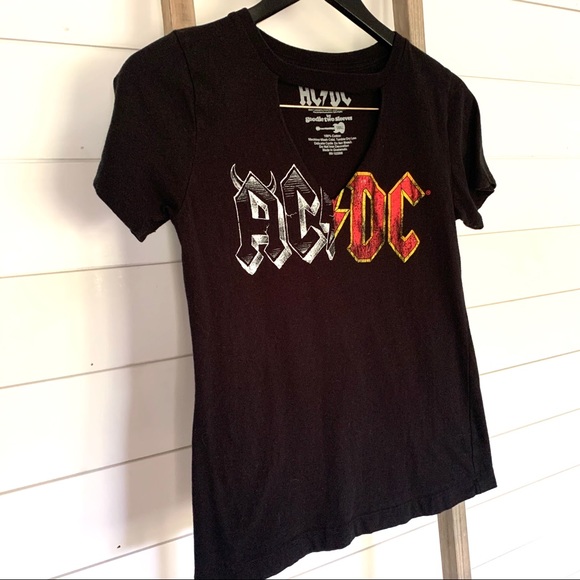 AC/DC | Tops | Acdc Black Tee By Goodie Two Sleeves Size Small | Poshmark